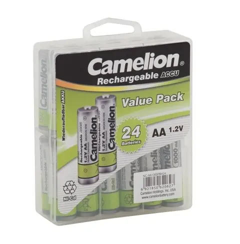 Rechargeable Aa Batteries Ni-Cd Rechargeable 24 Hard Pack 1000Mah 1