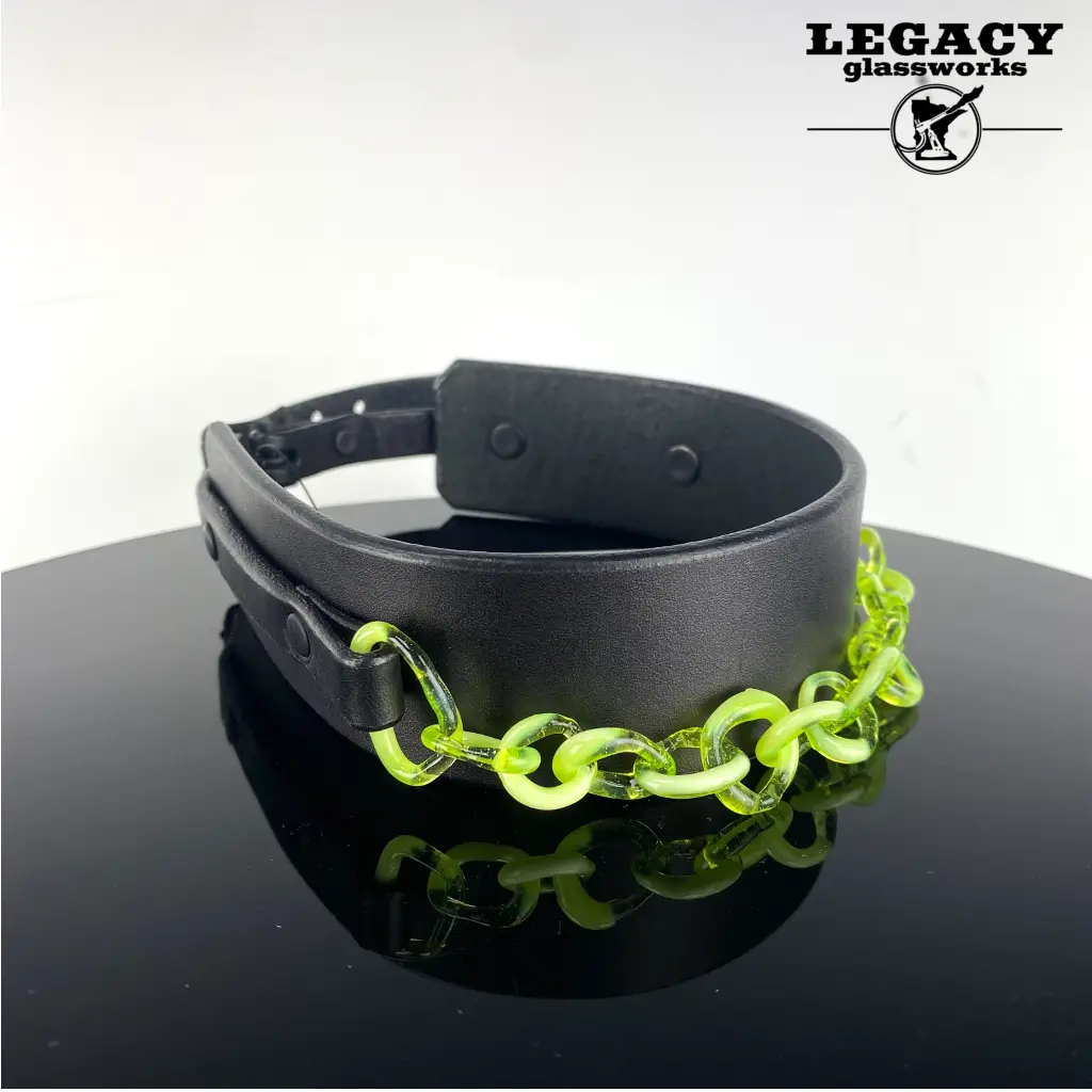 Sam L.S. Glass Chain Leather Collar #1 1