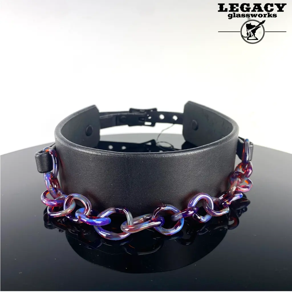 Sam L.S. Glass Chain Leather Collar #2 1