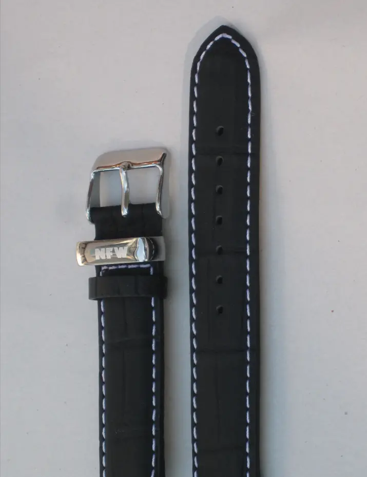 Lotus Black Croco-Grain Leather Strap 1