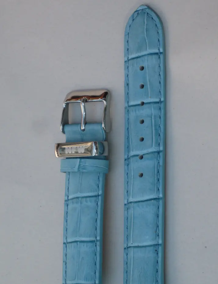 Lotus Blue Croco-Grain Leather Strap 1