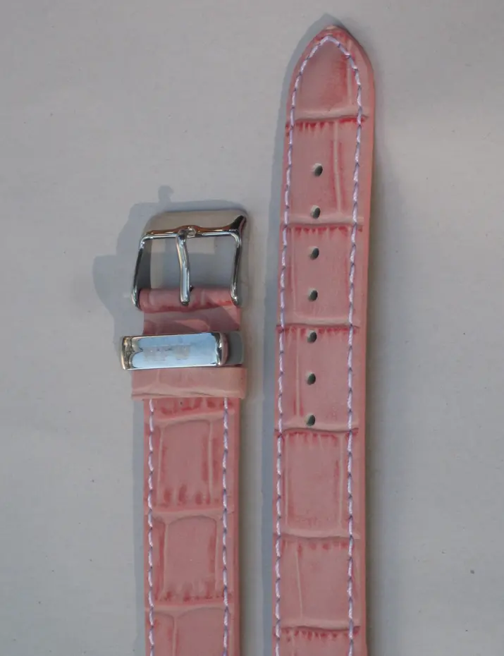 Lotus Pink Croco-Grain Leather Strap 1