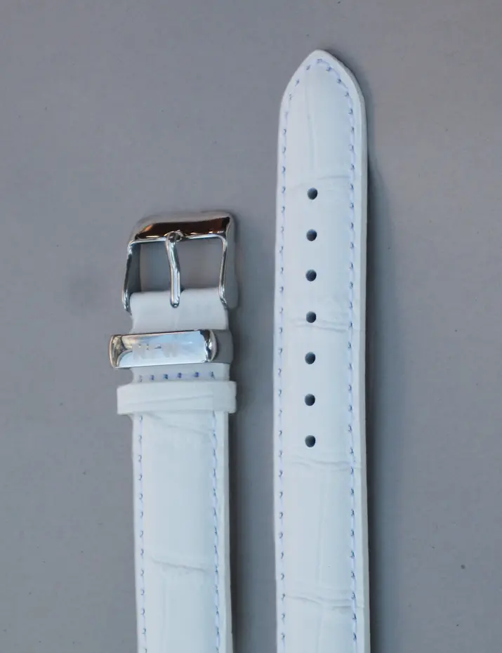 Lotus White Croco-Grain Leather Strap 1