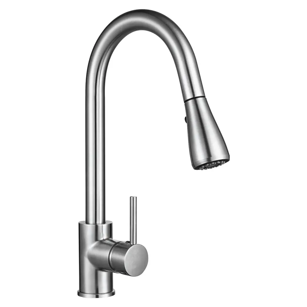 Aquaterior Pull Down Kitchen Faucet With Sprayer 2.2Gpm Brushed Nickel 1