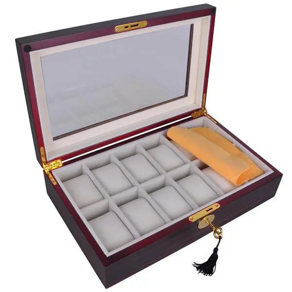 Yescom Wood Watch Display Case 12-Slot Matte Finish 2