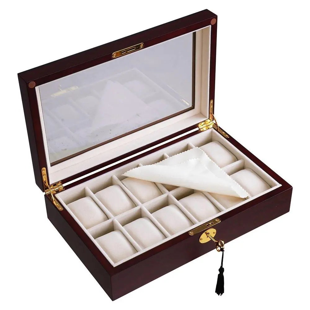 Yescom Wood Watch Display Case 12-Slot Matte Finish 1