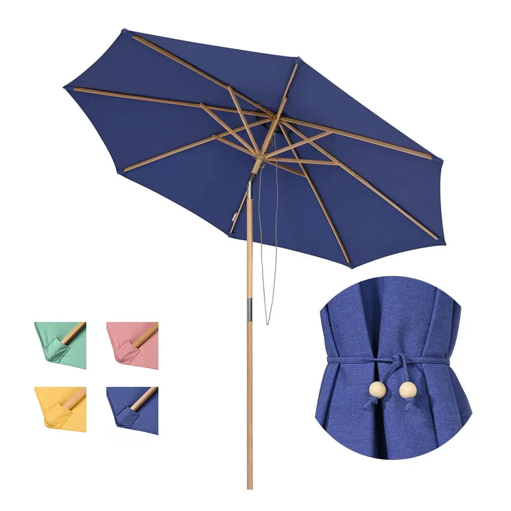 Yescom 9Ft Patio Wood Market Umbrella Acrylic Fabric Tilt 1
