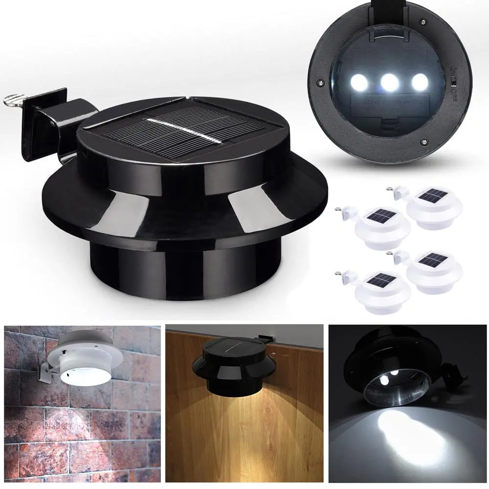 Yescom Dusk To Dawn Solar Light Wall Gutter Mounted 4Ct/Pack 1