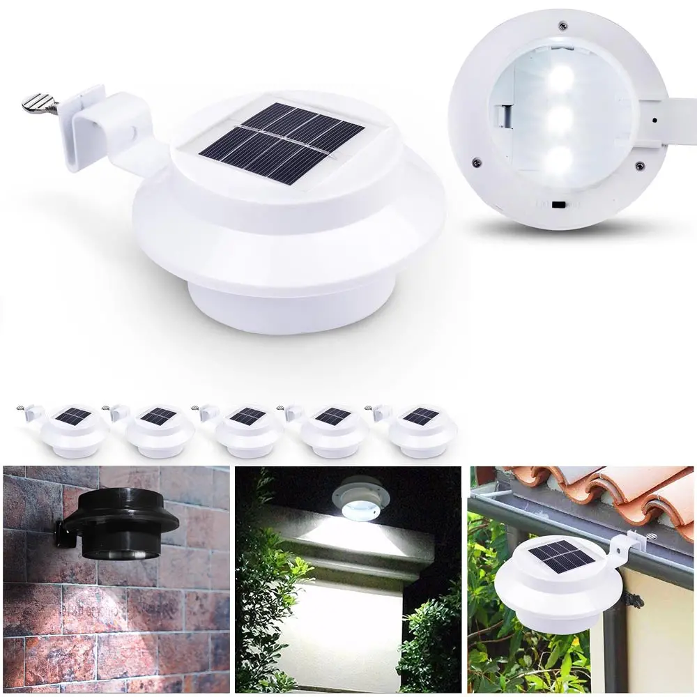 Yescom Dusk To Dawn Solar Light Wall Gutter Mounted 6Ct/Pack 1