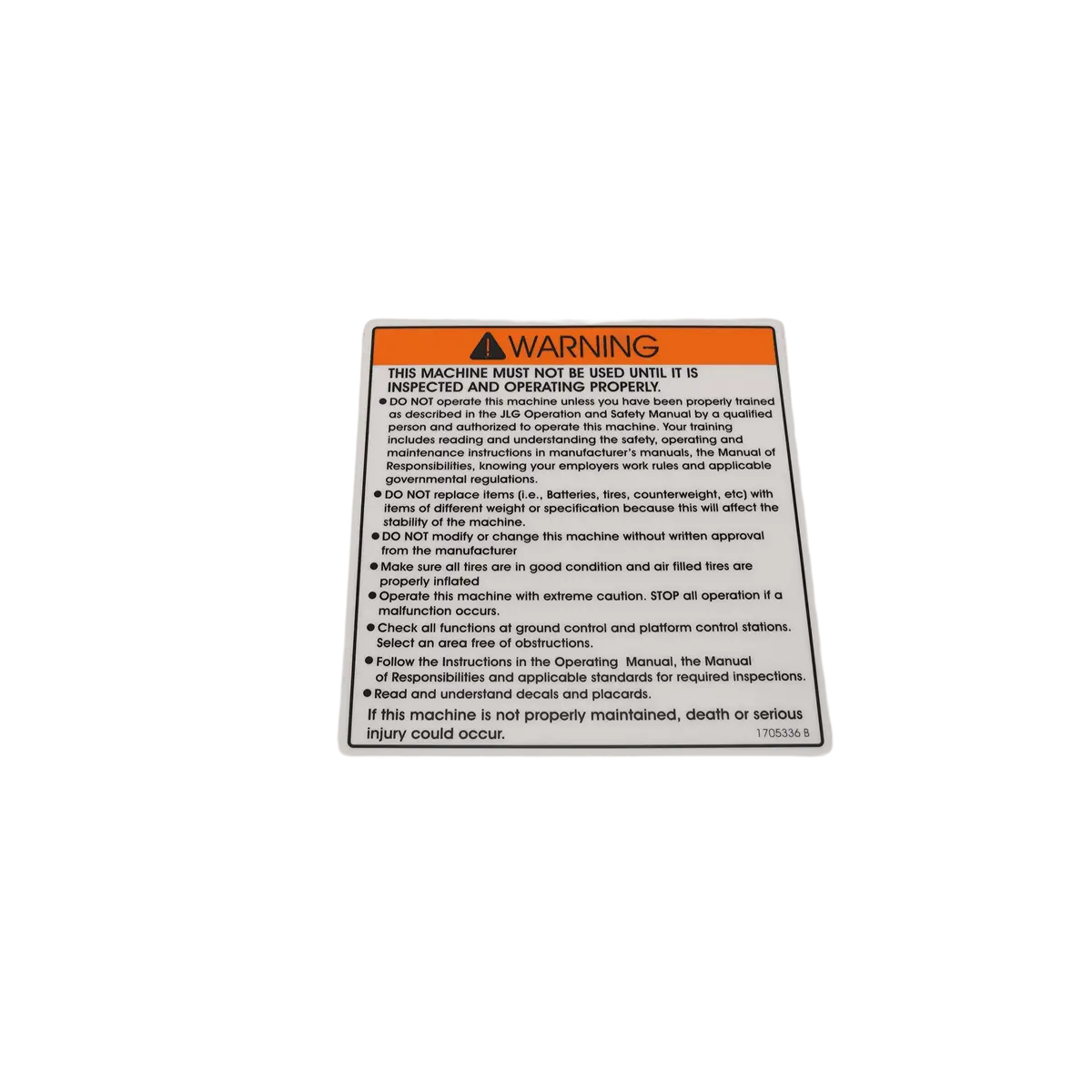 Jlg Inspection 1350Sjp Decal 1705336 1