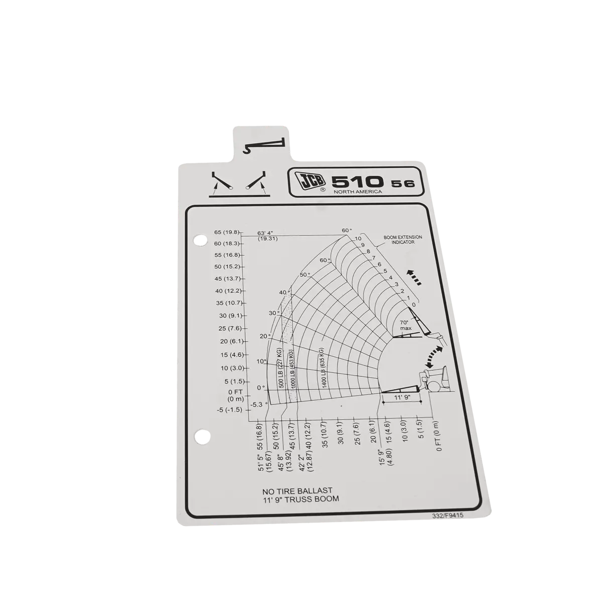 Jcb F/Chart 510-56 Truss Jib Decal 332/F9415 1