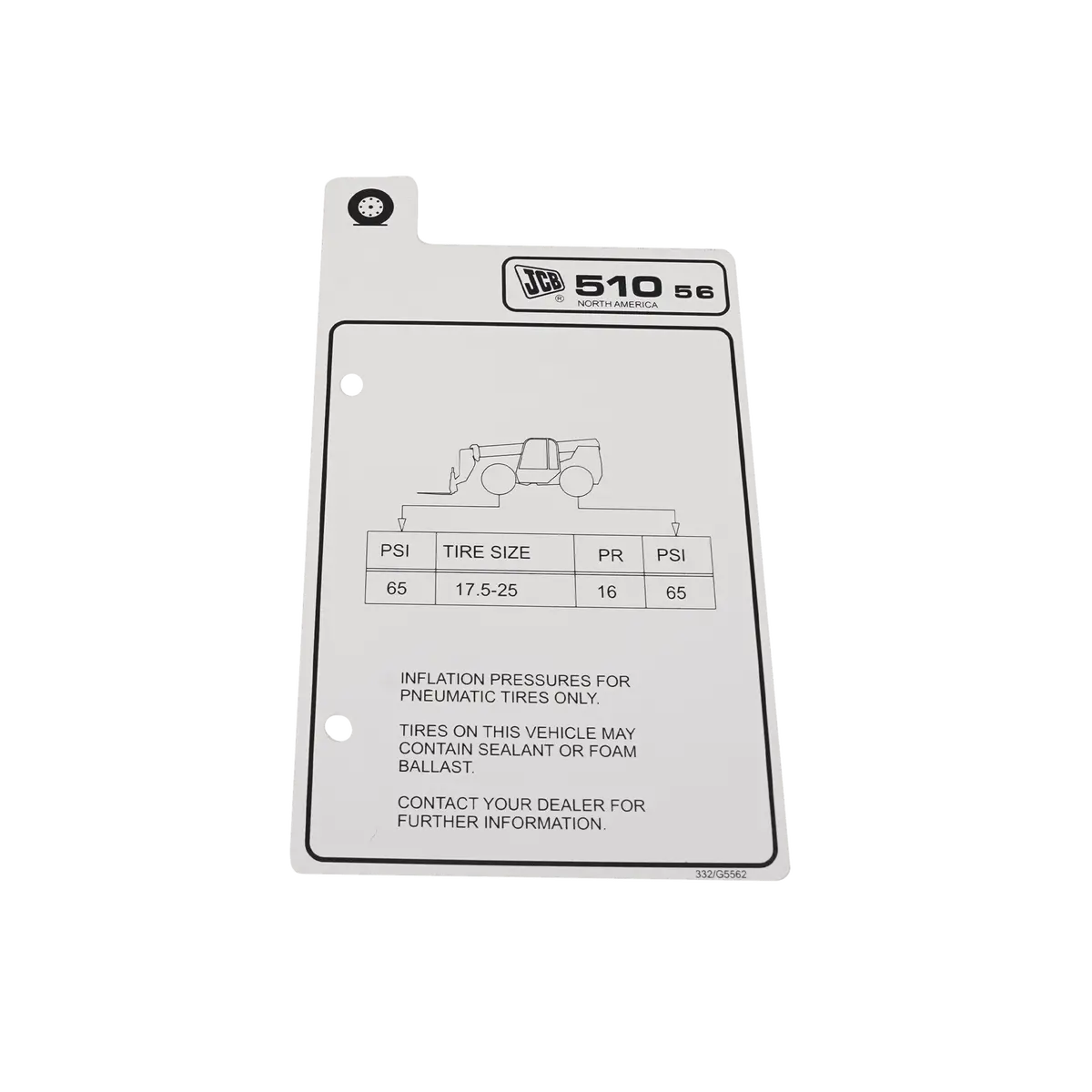 Jcb F/Chart 510-56 66 Std/Tyr Decal 332/G5562 1