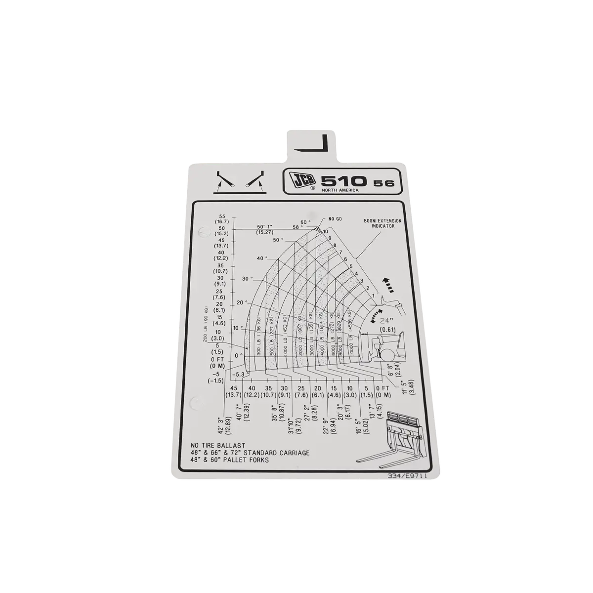Jcb F/Chart 510-56 72 Std Ca (P90 T4f) Decal 334/E9711 1