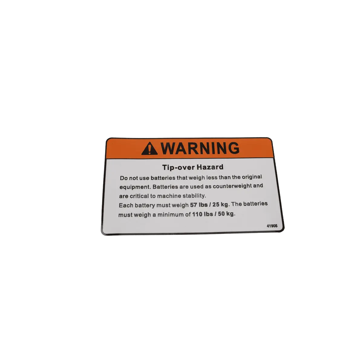 Mec Decal, Warning Tip Over Hazard 41905 1