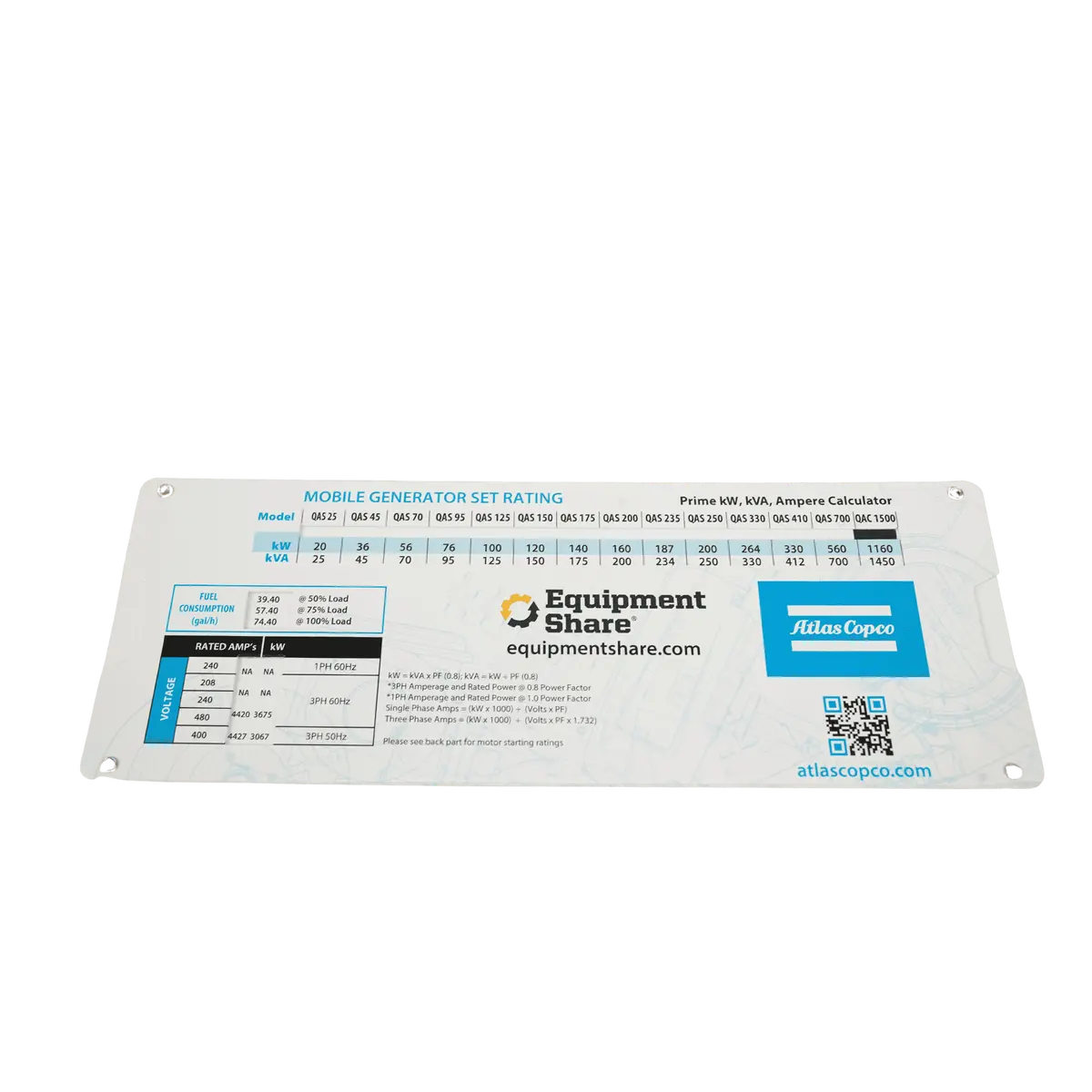 Atlas Copco Mobile Generator Set Rating, Motor Starting Rating Slide Rule Esgenruler001 1