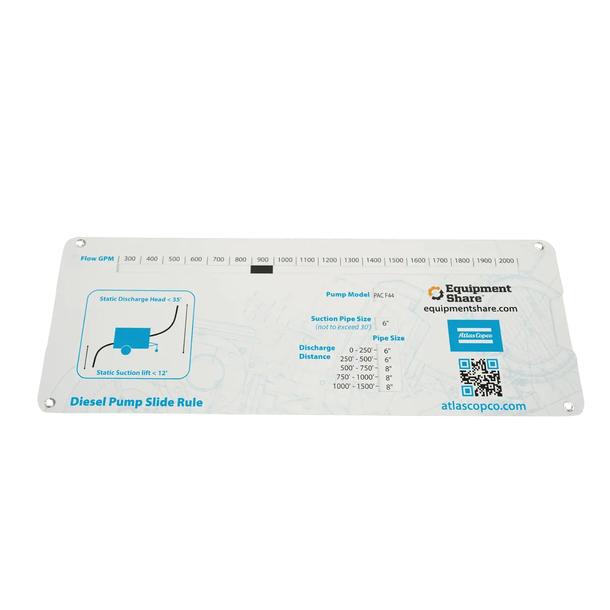 Atlas Copco Submersible Pump Slide Rule, Diesel Pump Slide Rule Flow Rating Espumpruler001 1